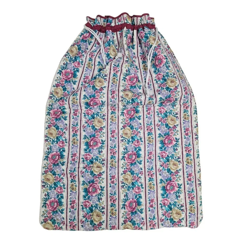 floral printed quilted drawstring laundry bag